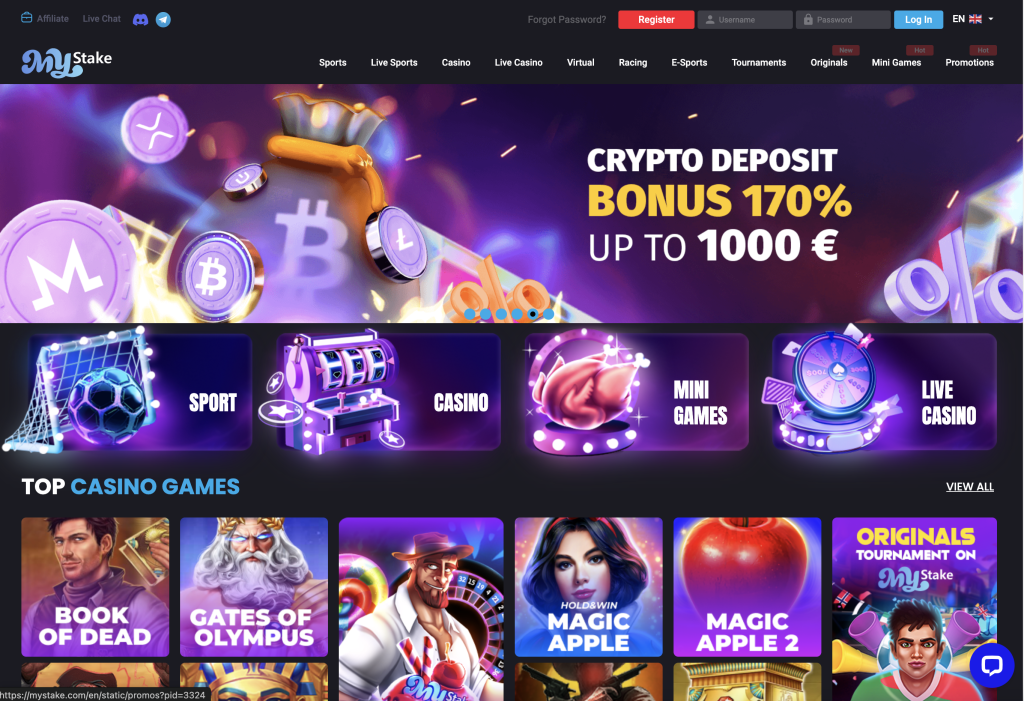 Image of My Stake Casino website