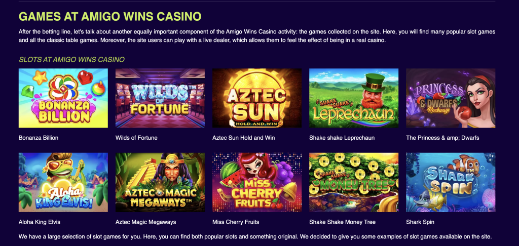 Image of Amigo Wins Casino review