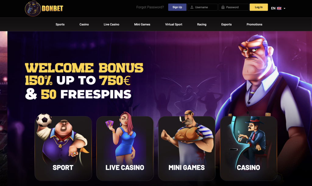 Image of Donbet Casino website