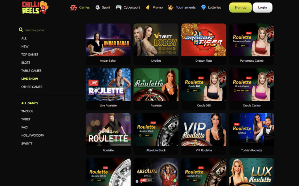 Image of Chilli Reel casino website