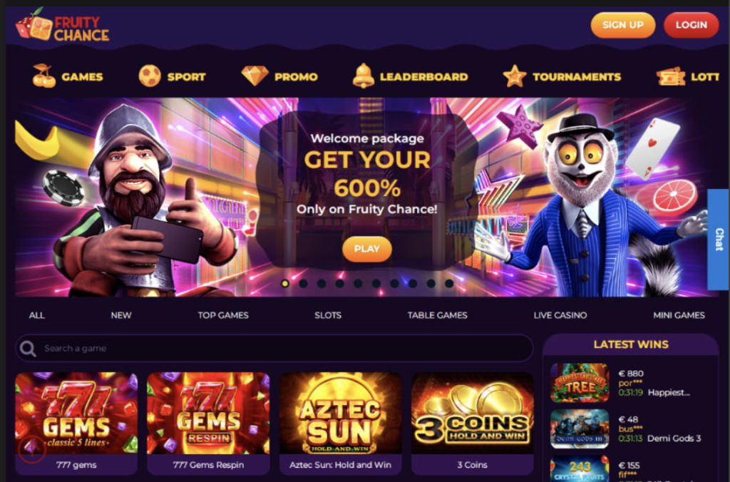 Image of Fruity Chance Casino website