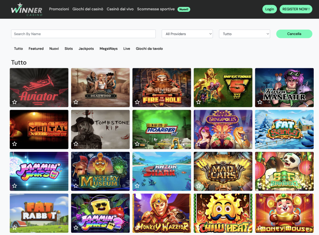 image of winner casino website